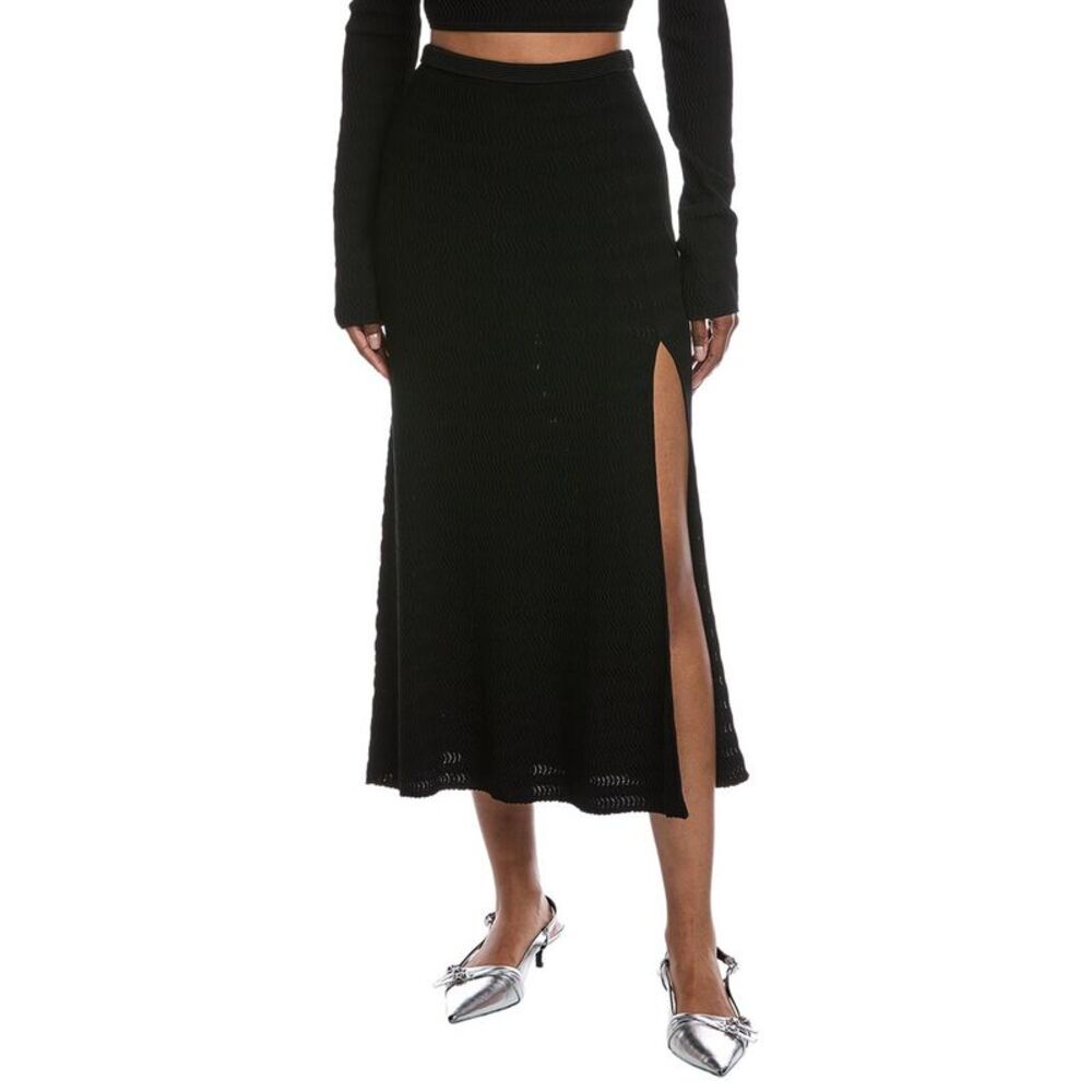 Lapointe Womens  Crepe Matte Midi Skirt, Black